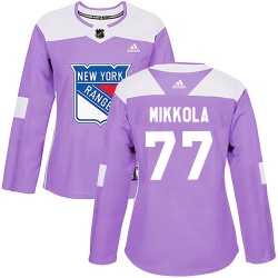 Niko Mikkola New York Rangers Women's Adidas Authentic Purple Fights Cancer Practice Jersey