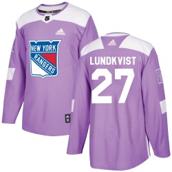 Nils Lundkvist New York Rangers Men's Adidas Authentic Purple Fights Cancer Practice Jersey