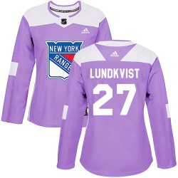 Nils Lundkvist New York Rangers Women's Adidas Authentic Purple Fights Cancer Practice Jersey