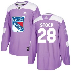 P.j. Stock New York Rangers Youth Adidas Authentic Purple Fights Cancer Practice Jersey