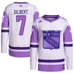 Rod Gilbert New York Rangers Men's Adidas Authentic White/Purple Hockey Fights Cancer Primegreen Jersey
