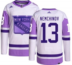 Sergei Nemchinov New York Rangers Men's Adidas Authentic Hockey Fights Cancer Jersey