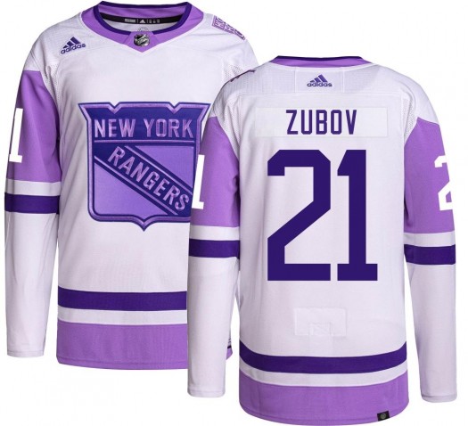 Sergei Zubov New York Rangers Men's Adidas Authentic Hockey Fights Cancer Jersey