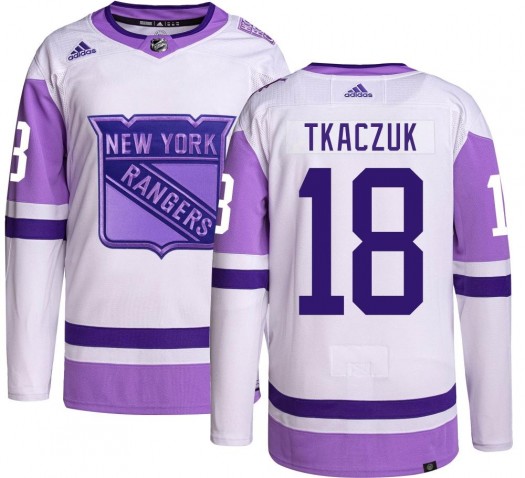 Walt Tkaczuk New York Rangers Youth Adidas Authentic Hockey Fights Cancer Jersey