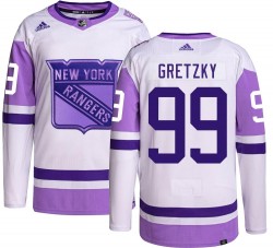 Wayne Gretzky New York Rangers Men's Adidas Authentic Hockey Fights Cancer Jersey