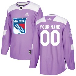 Youth Adidas New York Rangers Customized Authentic Purple Fights Cancer Practice Jersey